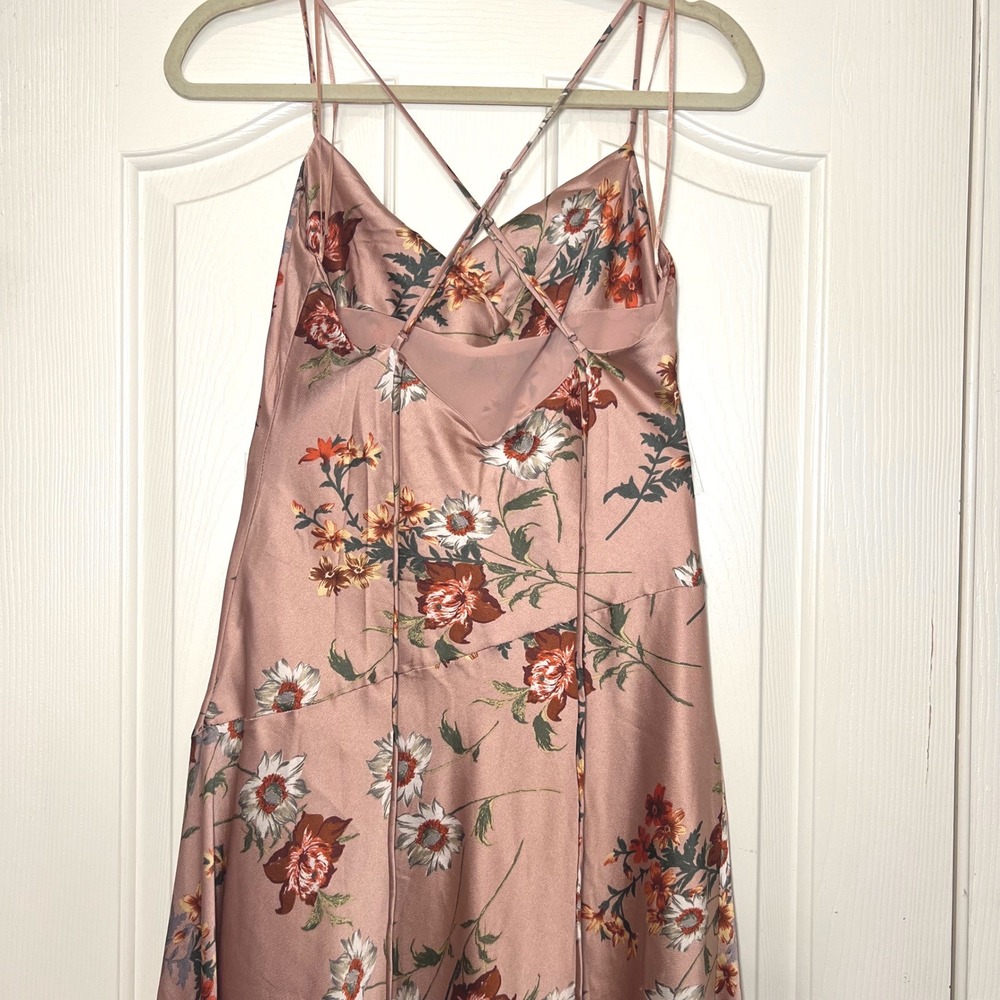 ASTR The Label Gaia Floral Satin Cowl Neck Midi Dress Mauve Pink Womens Medium - Picture 6 of 10